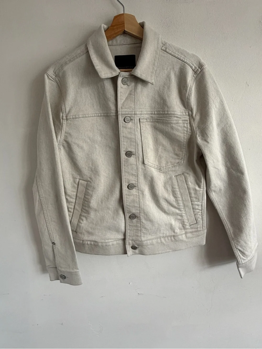 Banana Republic Cream Button-Up Denim Shirt Jacket